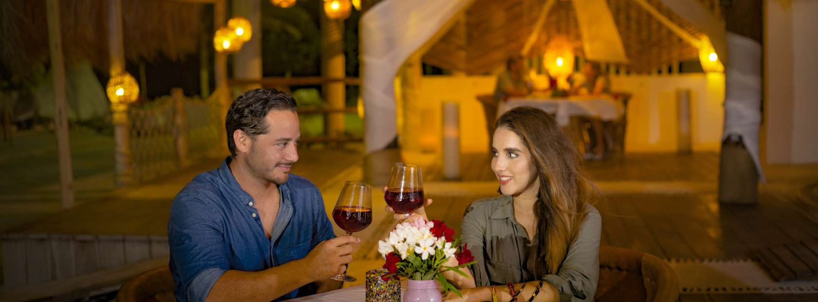 Couple Dining at Mahahual Hotel Table