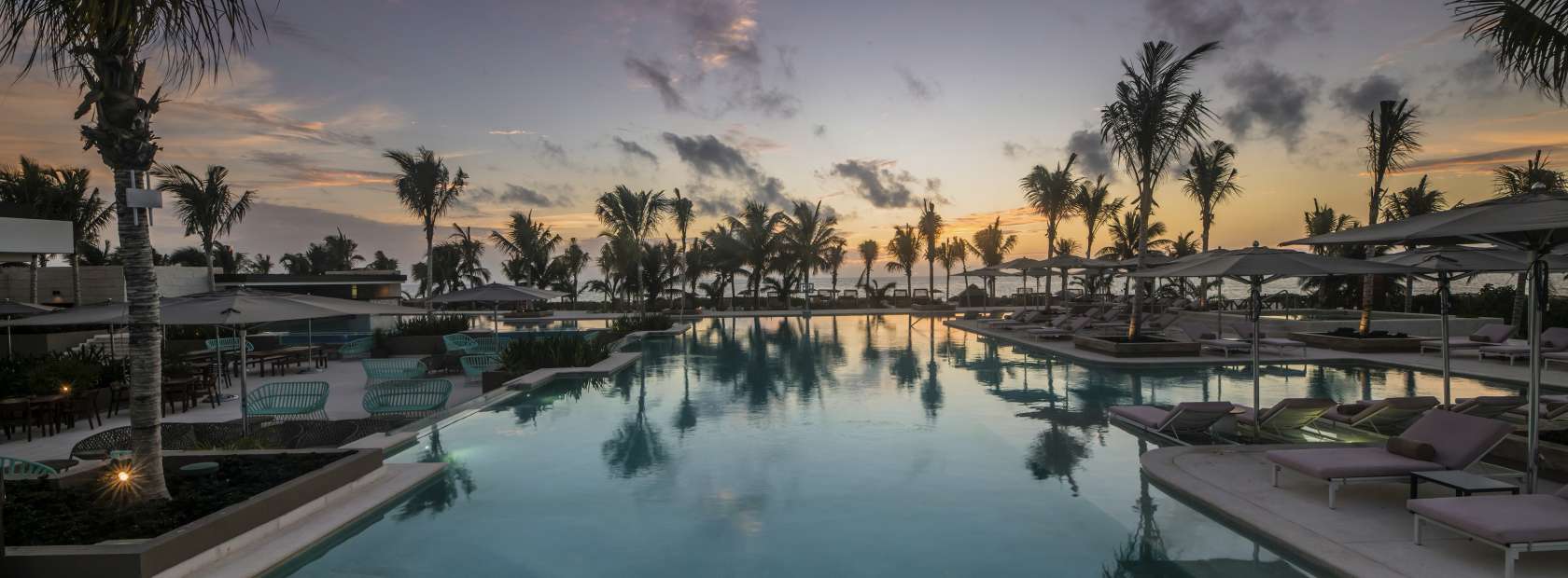 Resort Pool Sunset Reflection