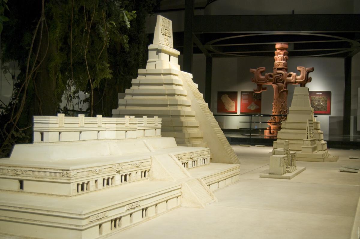 Models Of Mayan Pyramids At The Museum of Mayan Culture