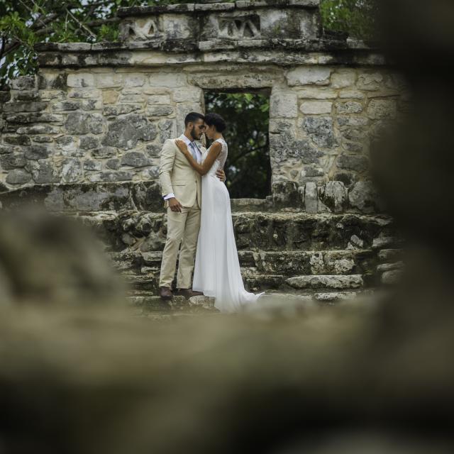 Couple Posing in Mayan Ruins