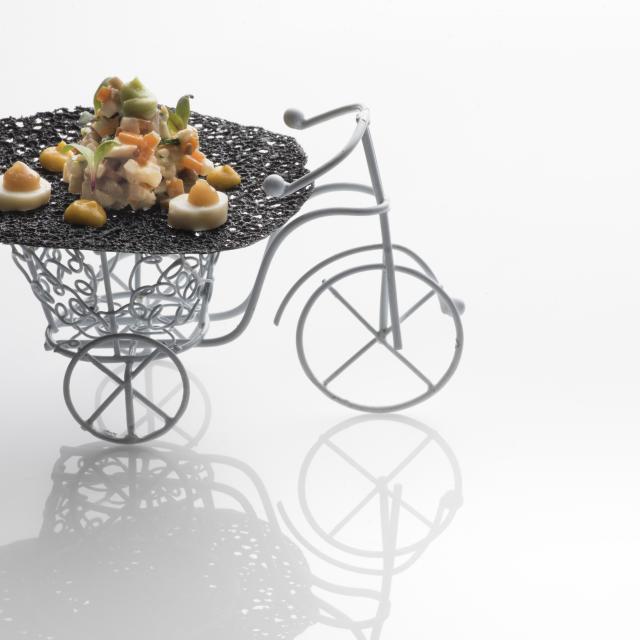 Fancy Plated Dish on Small Tricycle