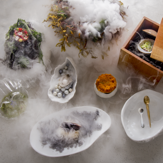 Food on Table with Fog
