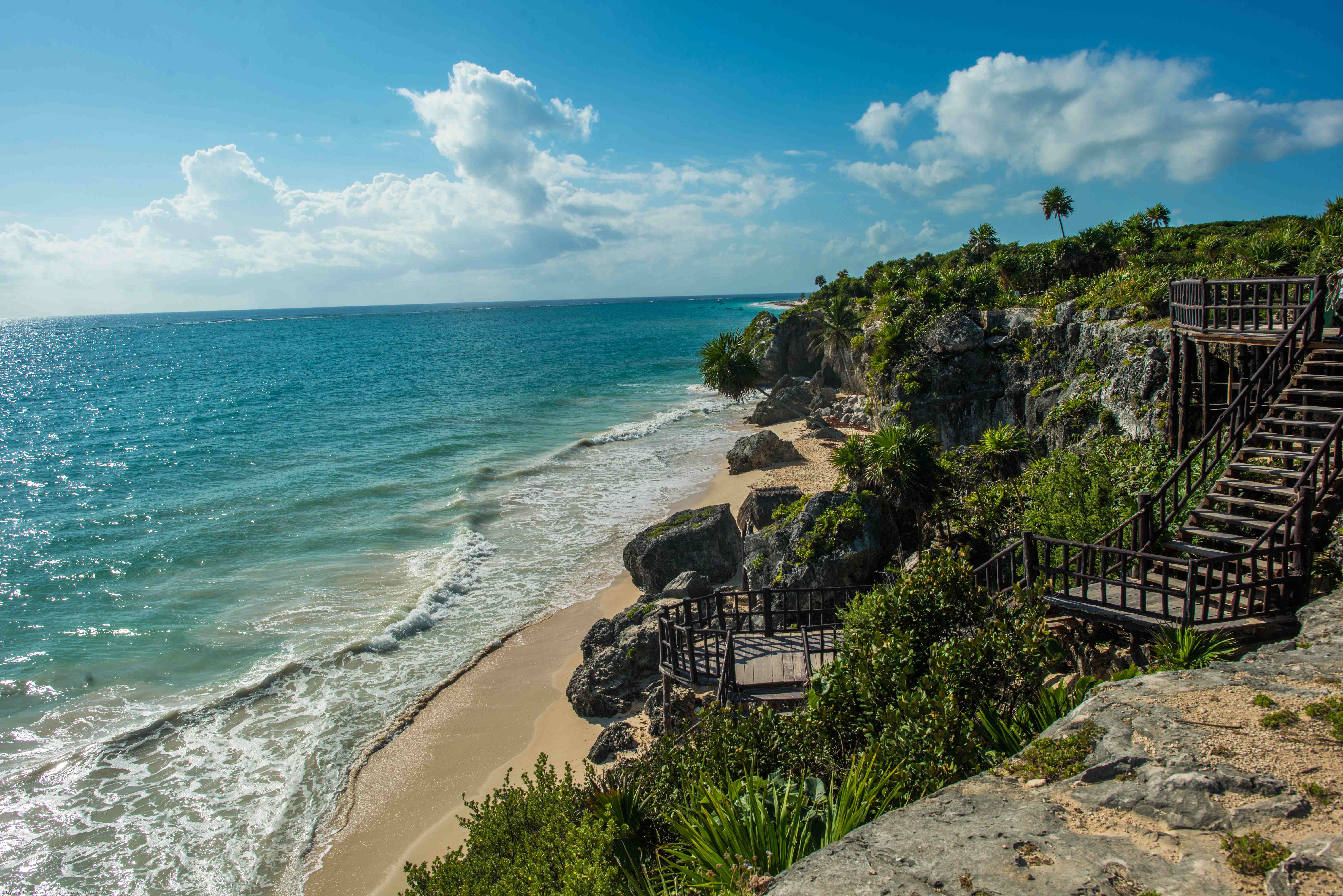 El Castillo at the Tulum archaeological site, on the cliff above the Caribbean Sea