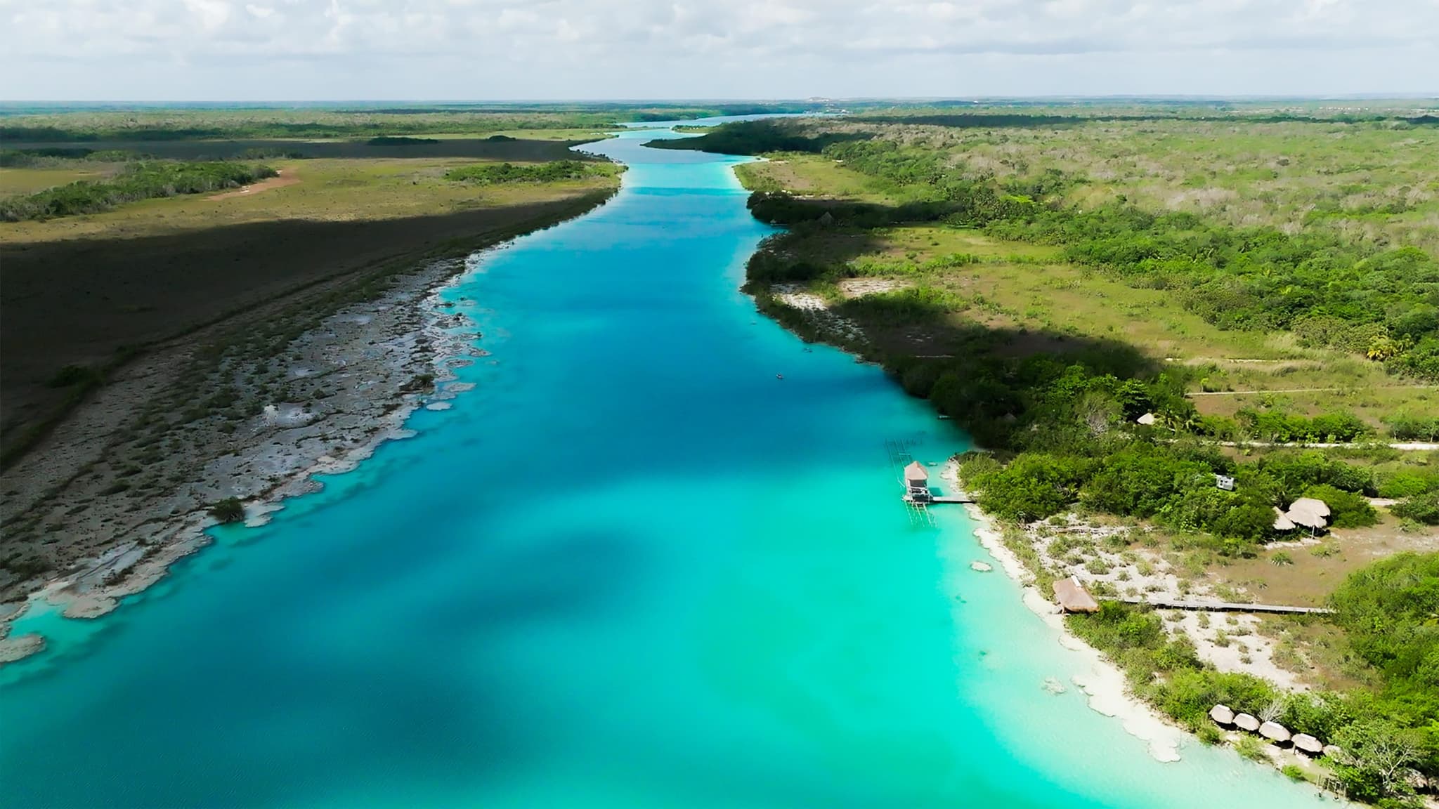Turquoise canal between mangroves in Bacalar