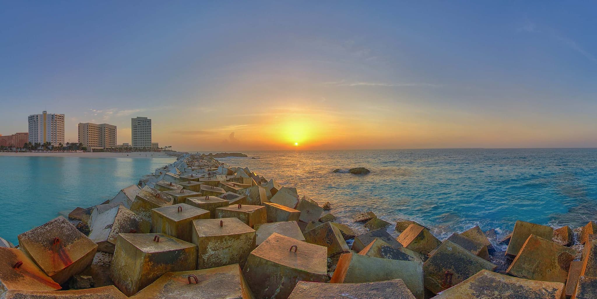 Sunrise over the sea off Cancun
