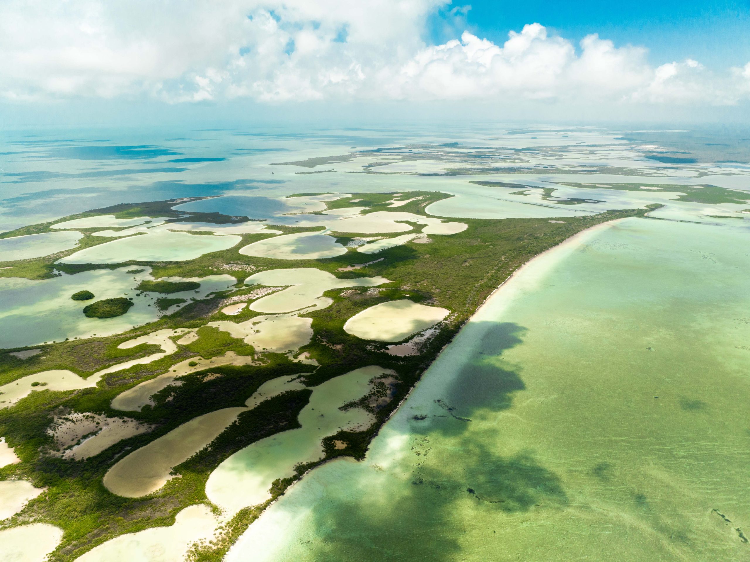 Aerial view of the Banco Chinchorro atoll