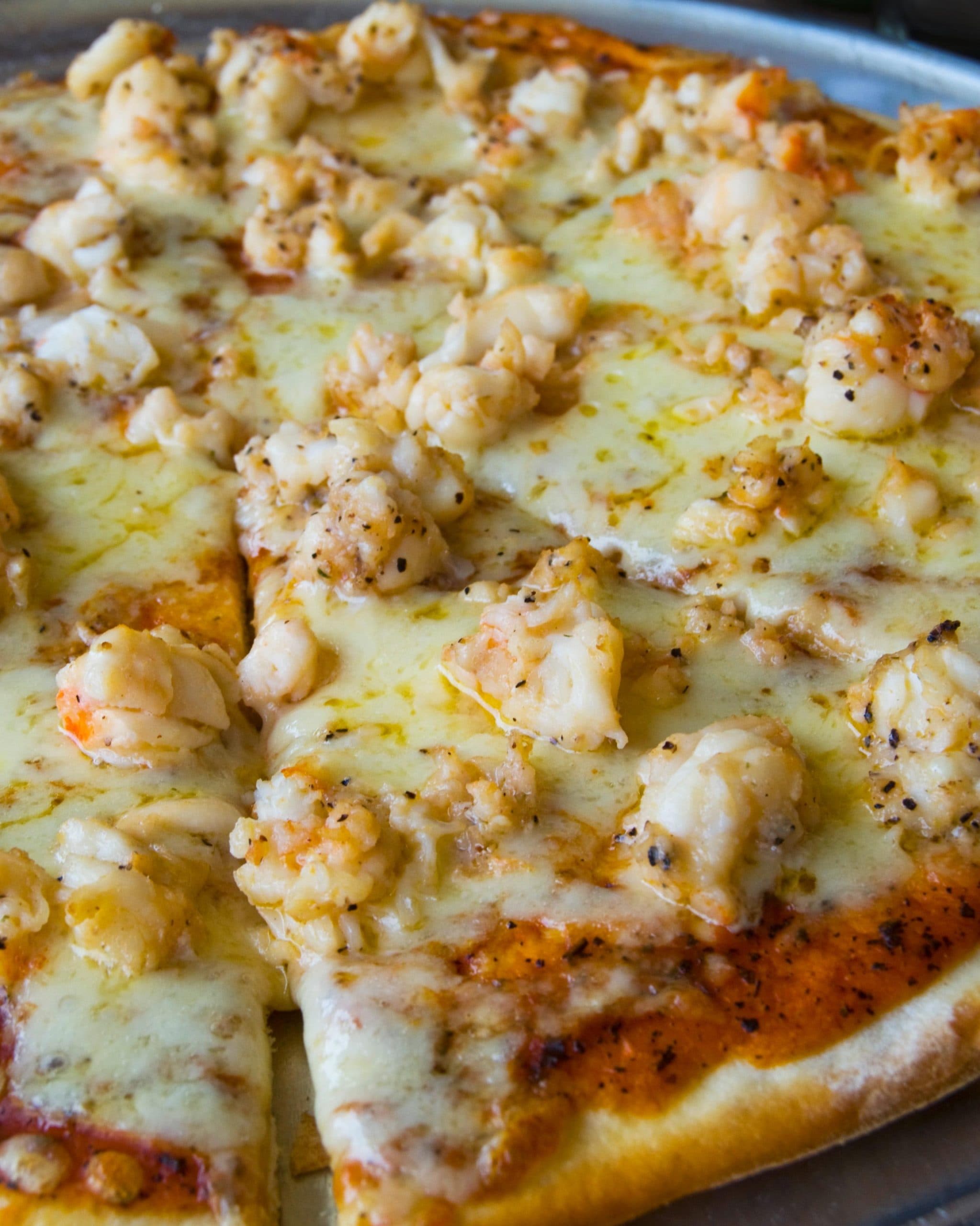 Lobster pizza served at a restaurant in Holbox