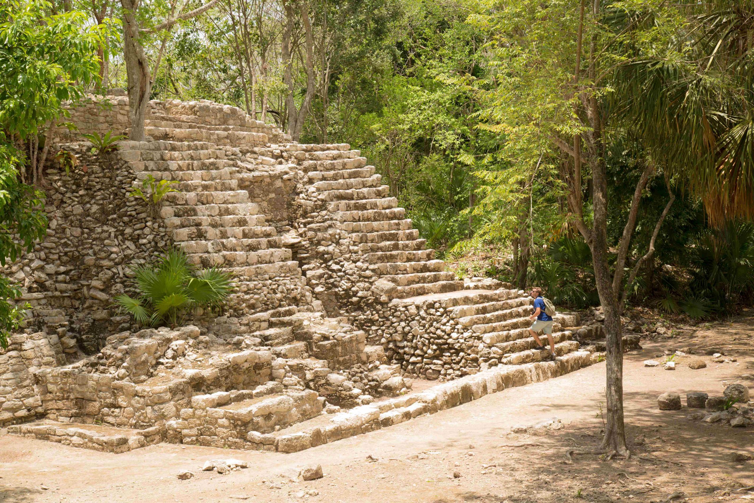Pyramid at the Kohunlich archaeological site in the jungle