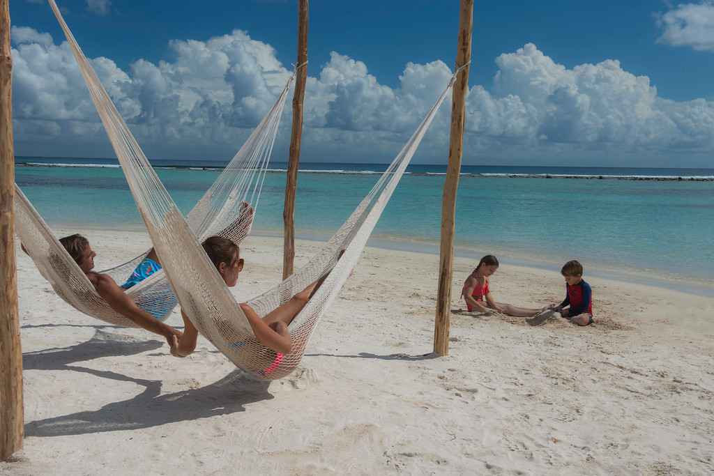 Hammocks on the beach in Mahahual